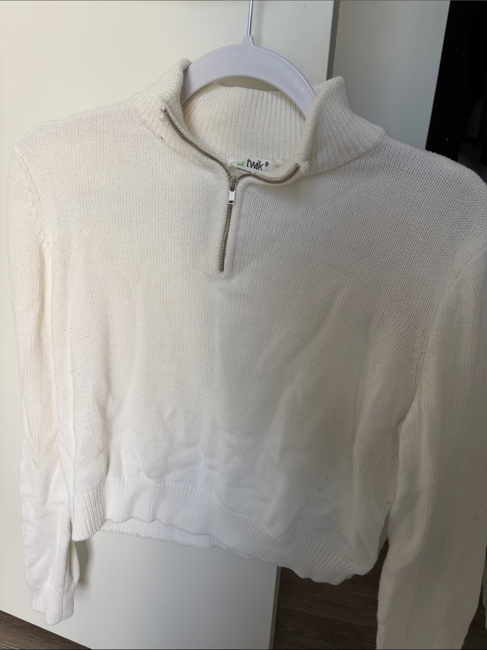 Simons Cream Half-Zip Mock Neck Sweater
